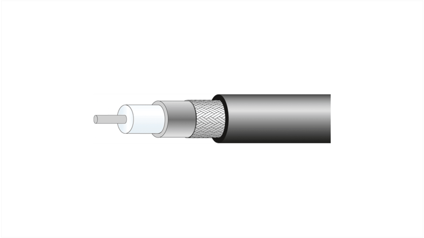 Koaxiální kabel, Černá, vnější průměr: 3.15mm 100m Huber+Suhner Bez koncovky