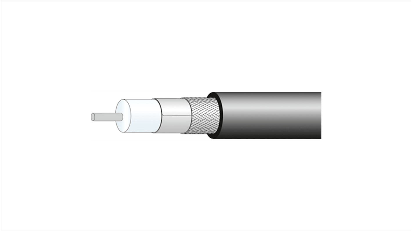 Cable coaxial Huber+Suhner, 50 Ω, long. 100m Negro