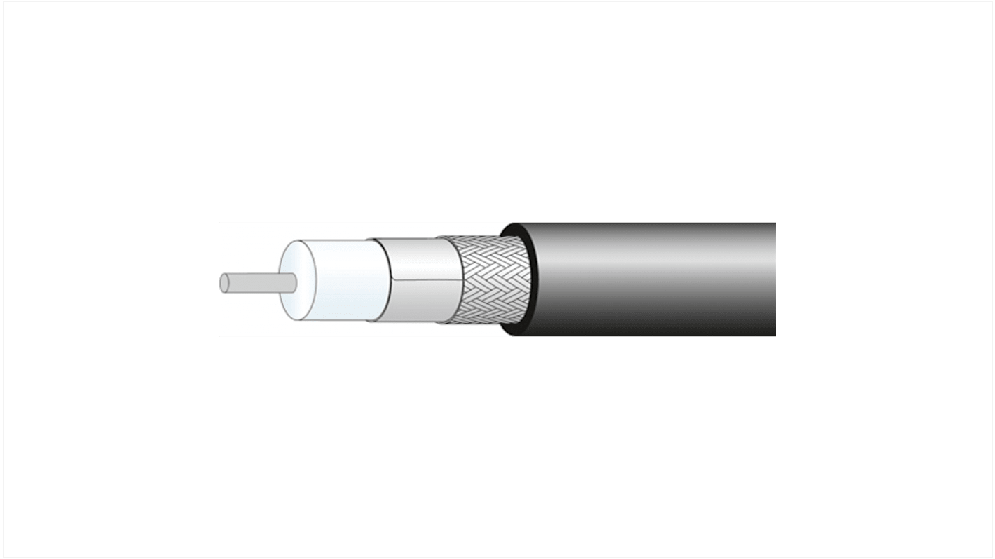 Huber+Suhner Koaxialkabel, Verlegekabel, 50 Ω, 100m, Aussen ø 12.9mm, Schwarz