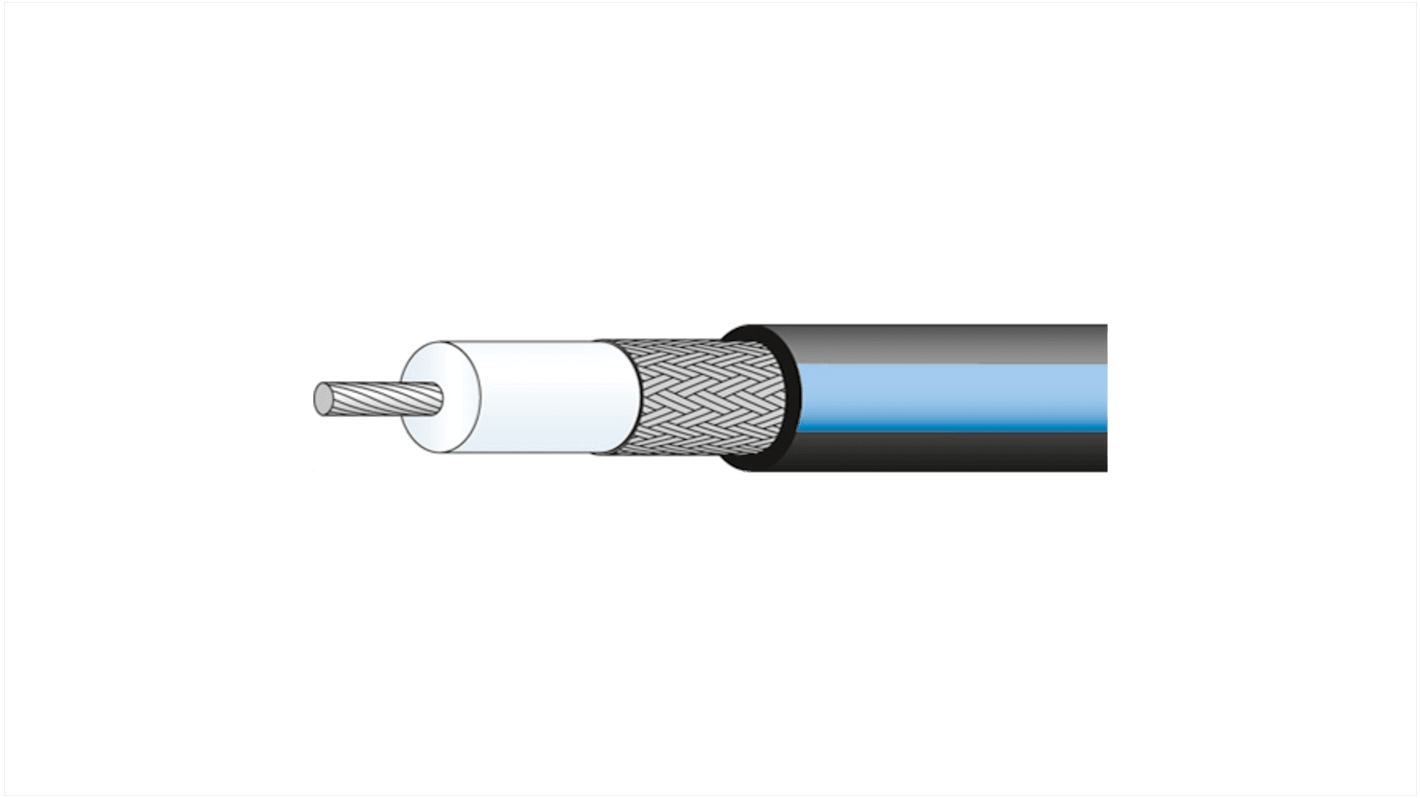 Huber+Suhner RG316 Koaxialkabel, Verlegekabel, 50 Ω, 100m, Aussen ø 2.54mm, Schwarz