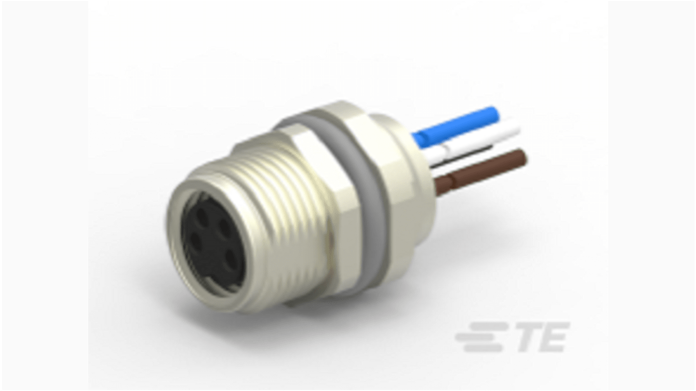 Conector circular TE Connectivity hembra de 4 vías hembra, Montaje trasero