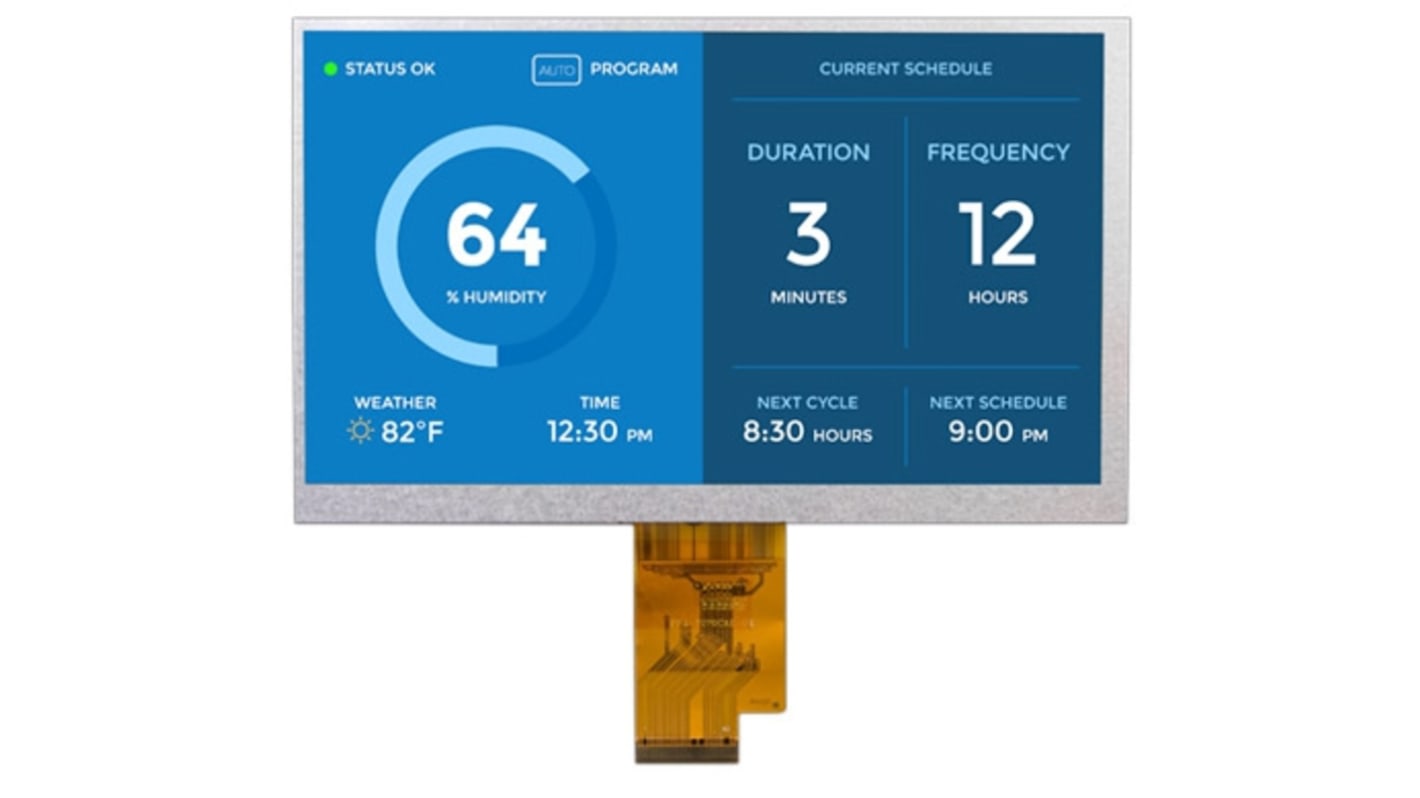 Displaytech DT070DTFT-IPS-HB-PTS LCD Colour Display, 7in, 1024 x 600pixels