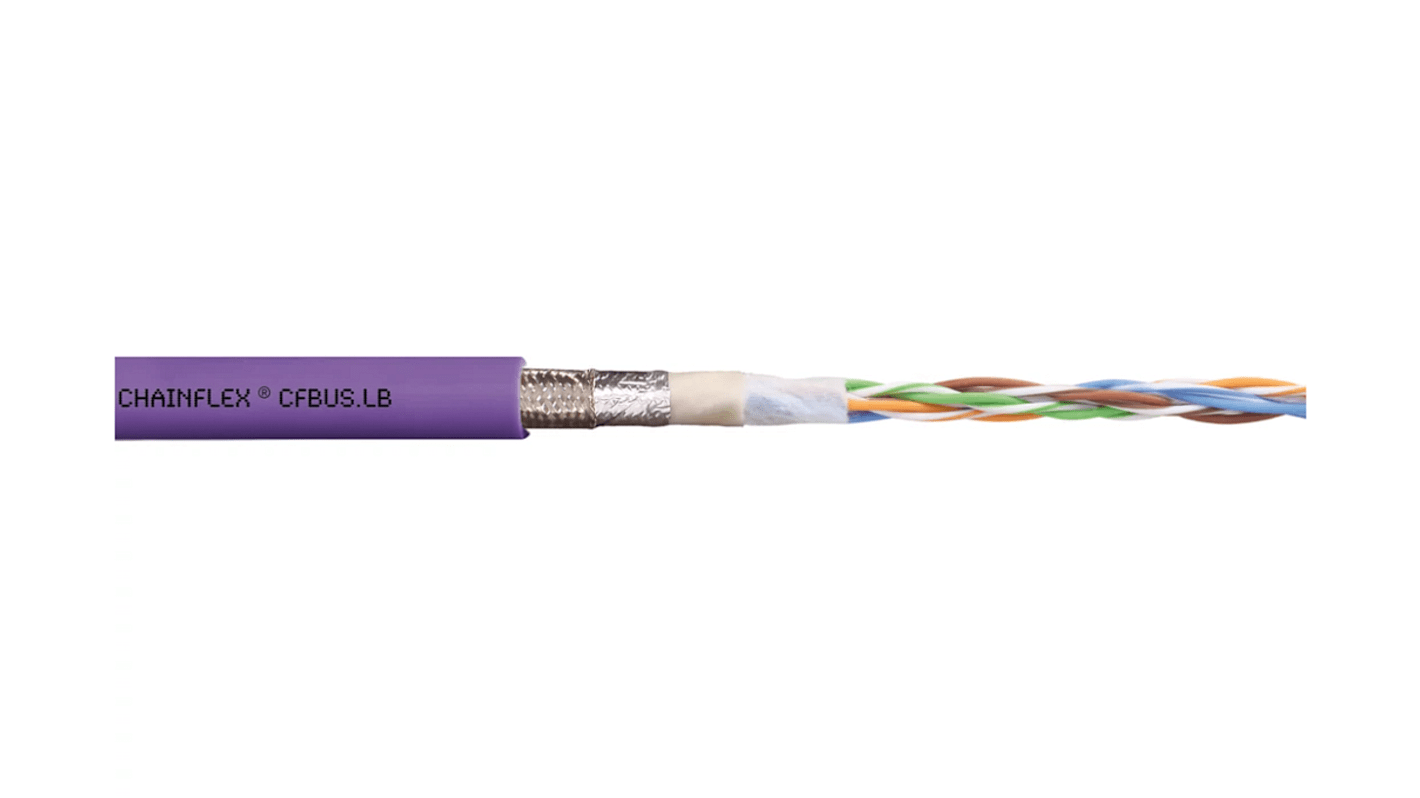 Igus 4 Core Multicore Mains Power Cable, 0.25 mm², 100m, Red lilac PVC Sheath, CAN-Bus, 5 A, 500 V