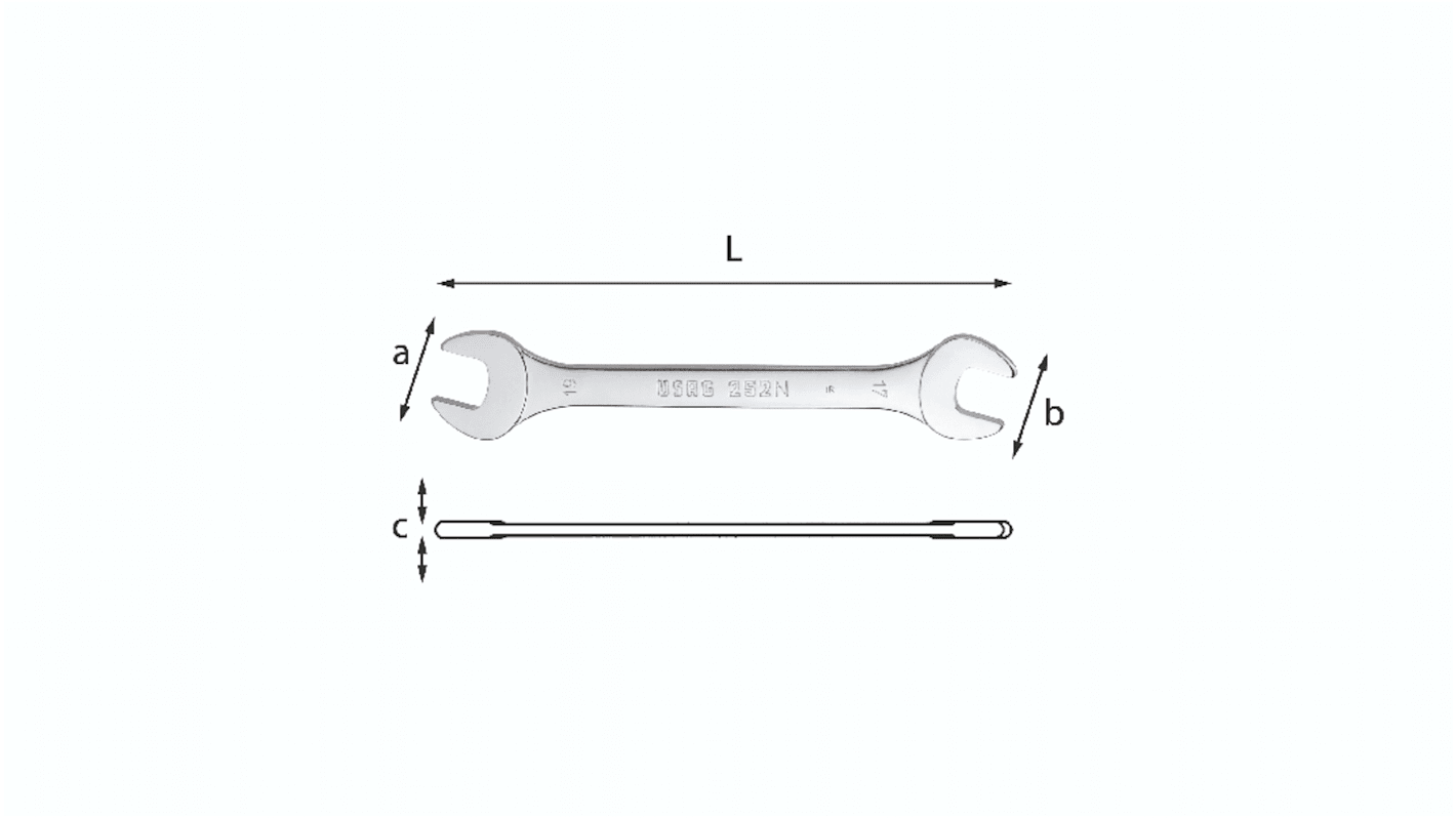 Chiave a forchetta doppia Usag, lungh. 220 mm