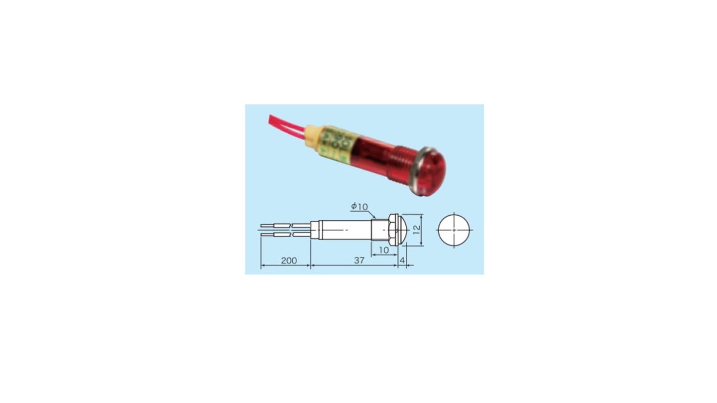 坂詰製作所 表示灯, 220V, 緑, 実装ホールサイズ:10.2mm, DF-10ML-G