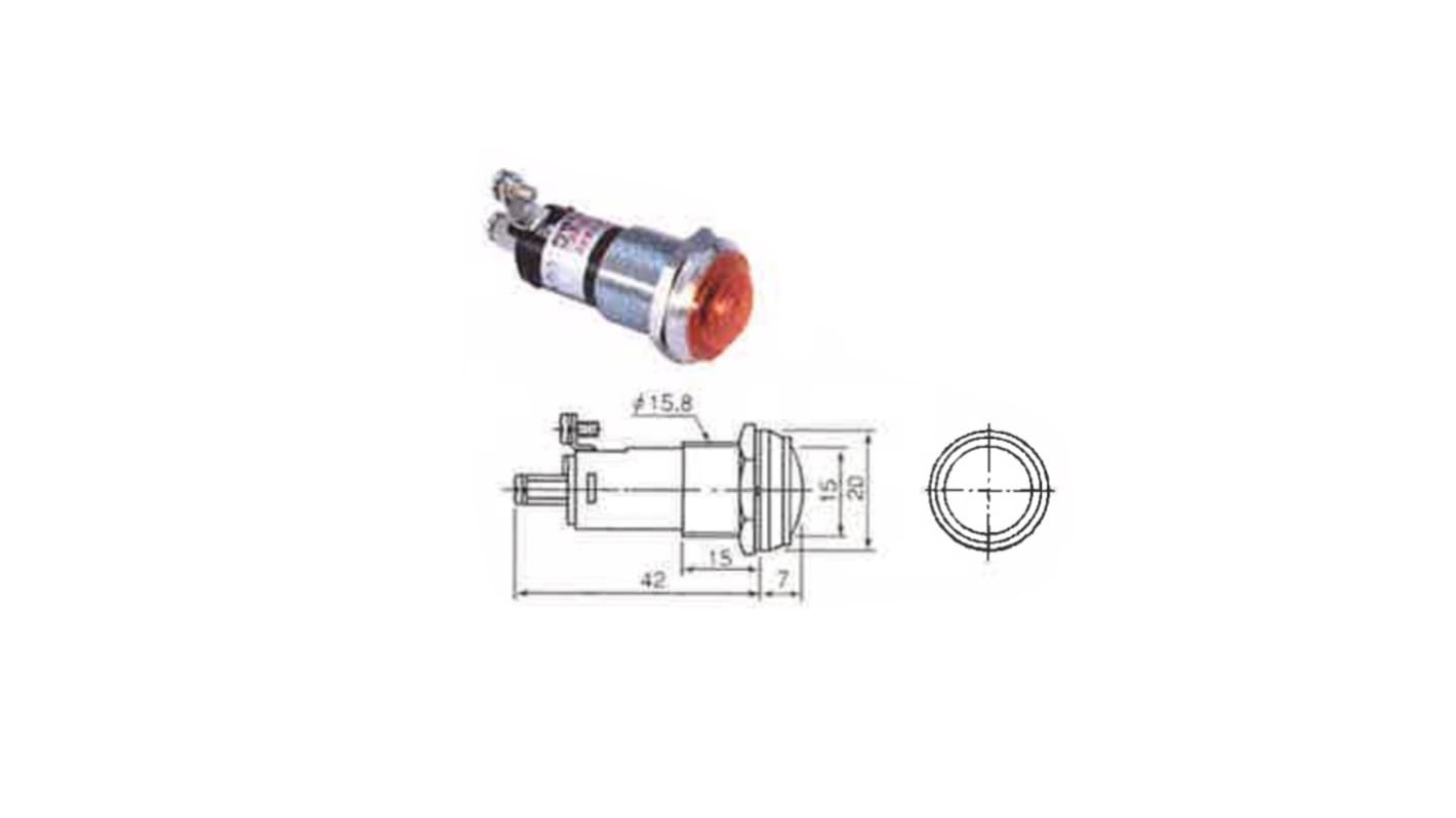 Sakazume Electric 表示灯, 100V ac, オレンジ, 実装ホールサイズ:16mm, DO8-16HMJ-A/D100-O/O