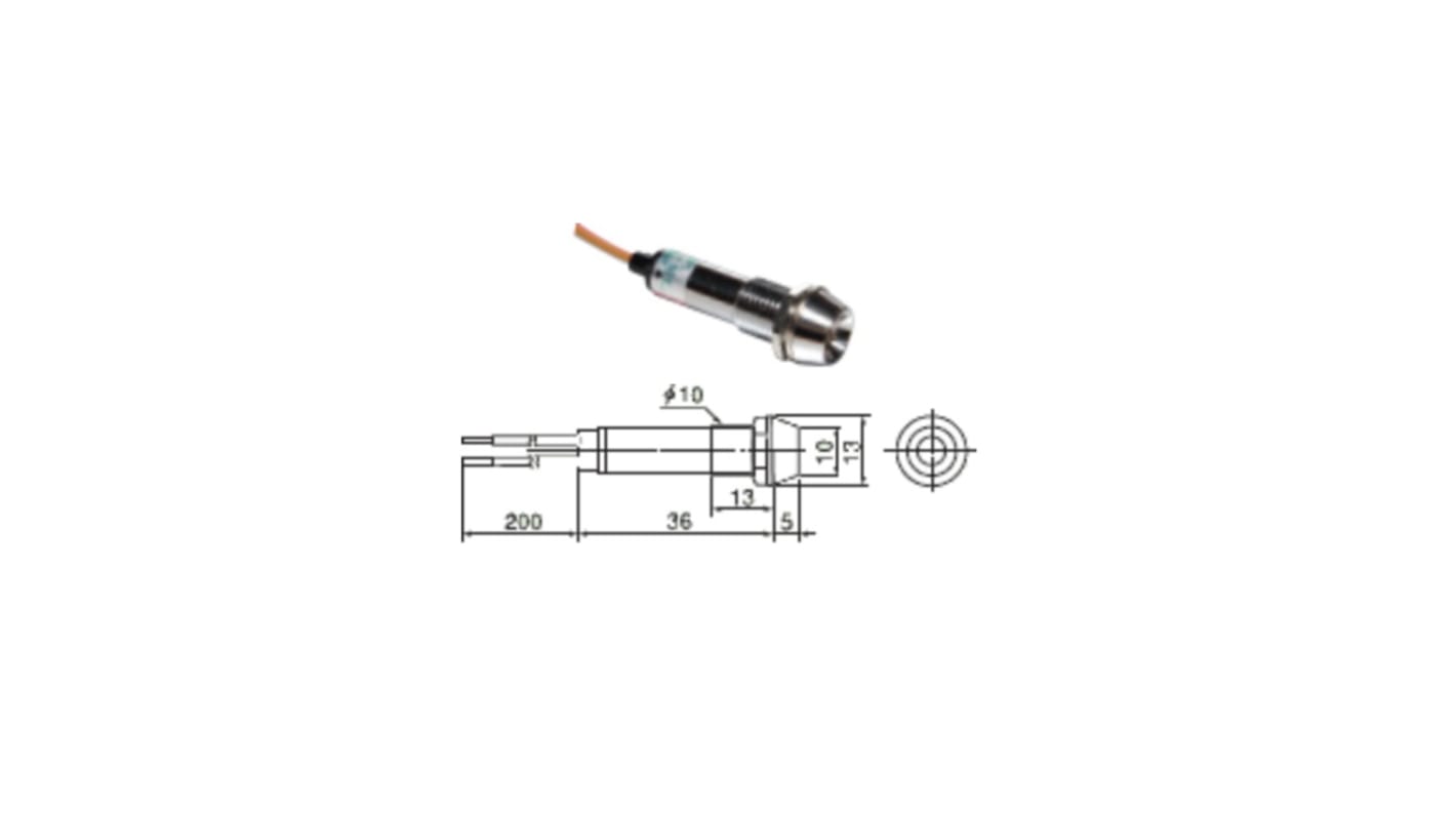 坂詰製作所 表示灯, 60V, 緑, 実装ホールサイズ:10.2mm, DOF-10JPL-G