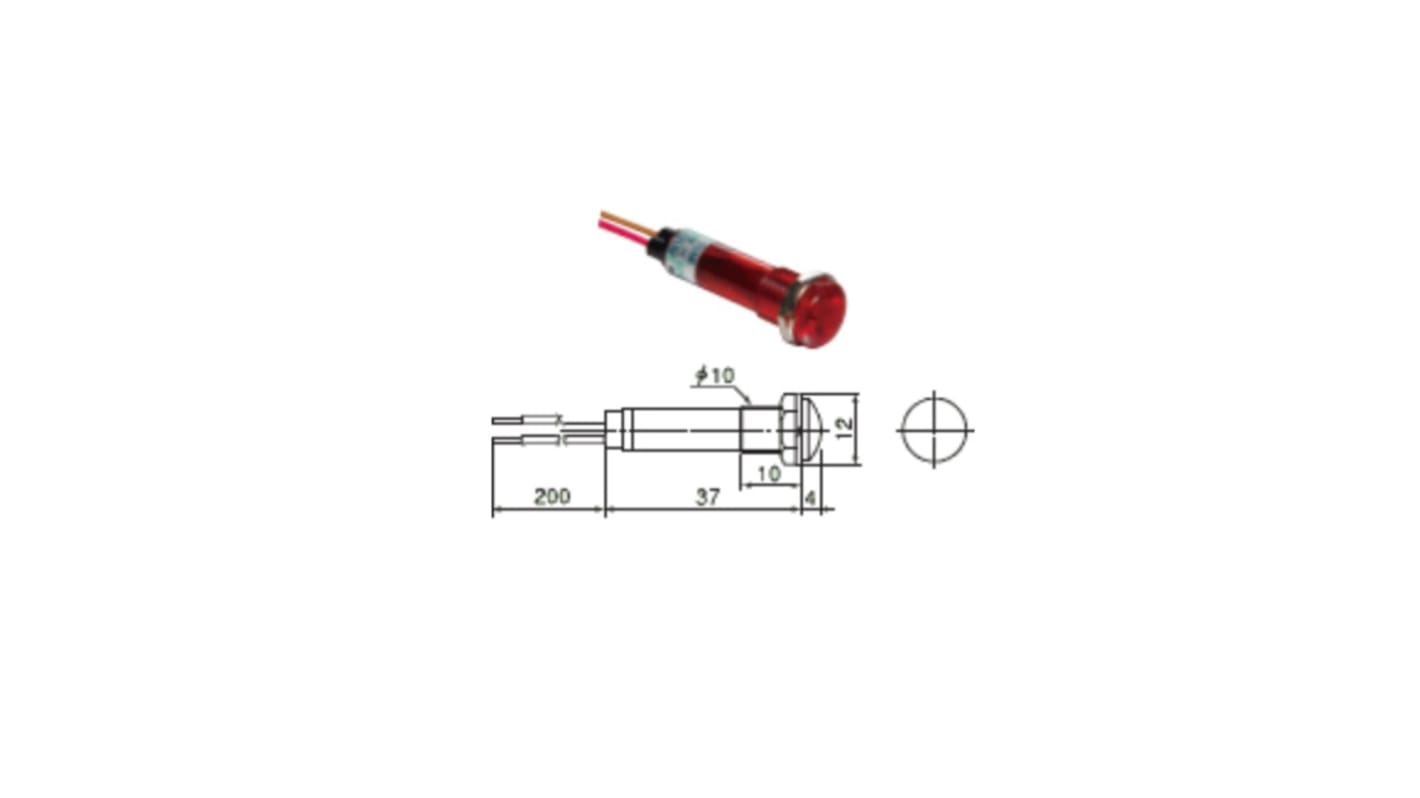 Sakazume Electric 表示灯, 60V, 緑, 実装ホールサイズ:10.2mm, DOF-10ML-G