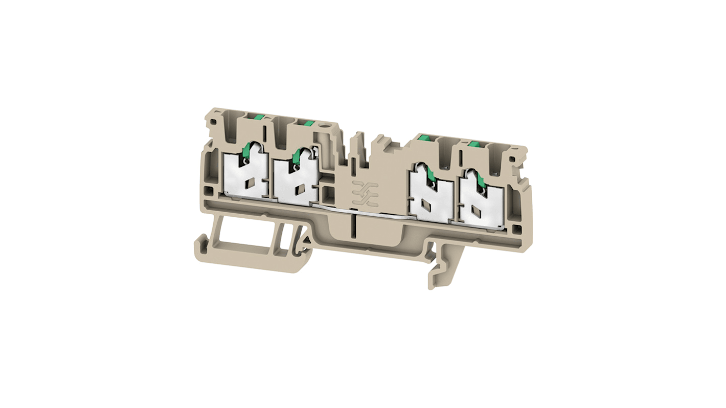 Weidmuller AS4C 2.5 Series Dark Beige Feed Through Terminal Block, 1-Level, Snap On Termination