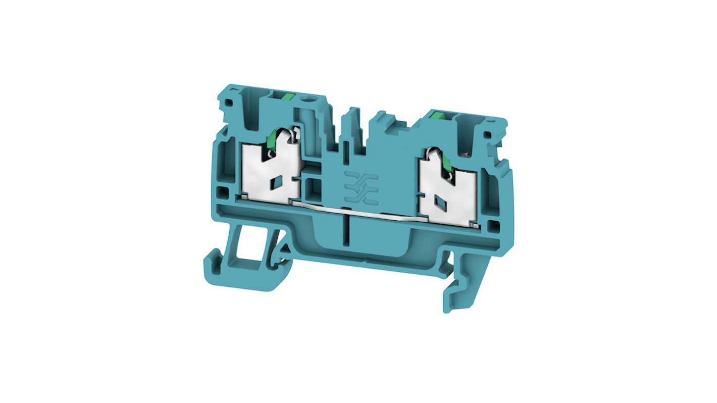 Weidmuller AS2C 2.5 BL Series Blue Feed Through Terminal Block, 1-Level, Snap On Termination