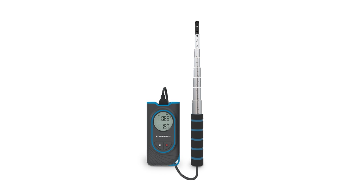 SAUERMANN. Hotwire Anemometer, 30m/s Max, Measures Air Flow, Air Velocity, Temperature