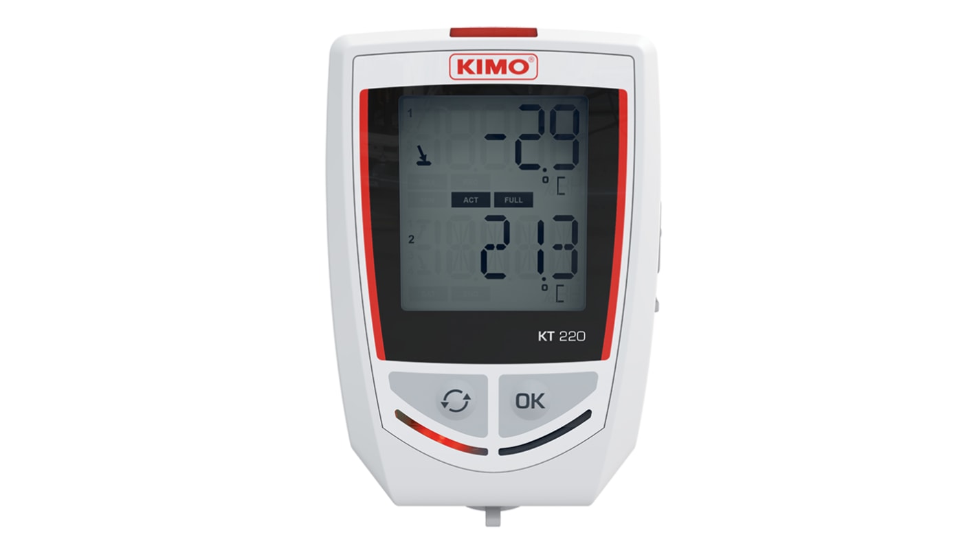 Monitor de temperatura KIMO KT220-O, calibrado SYSCAL, para Humedad, Temperatura, interfaz USB