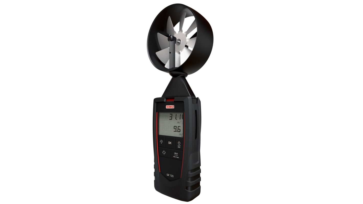 KIMO Anemometer bis 35m/s, 0.1m/s, Luftstrom, Luftgeschwindigkeit, Typ Flügelrad, ISO-kalibriert