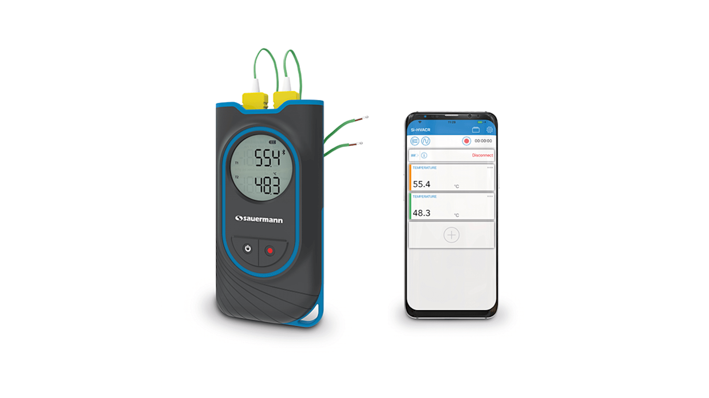 SAUERMANN. Probe Digital Thermometer for Multipurpose Use, K Probe, -200 → +1300°C Max - With RS Calibration