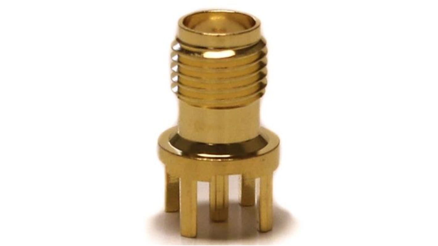 Mueller Electric, jack PCB Mount SMA Connector, 50Ω, Solder Termination, Straight Body