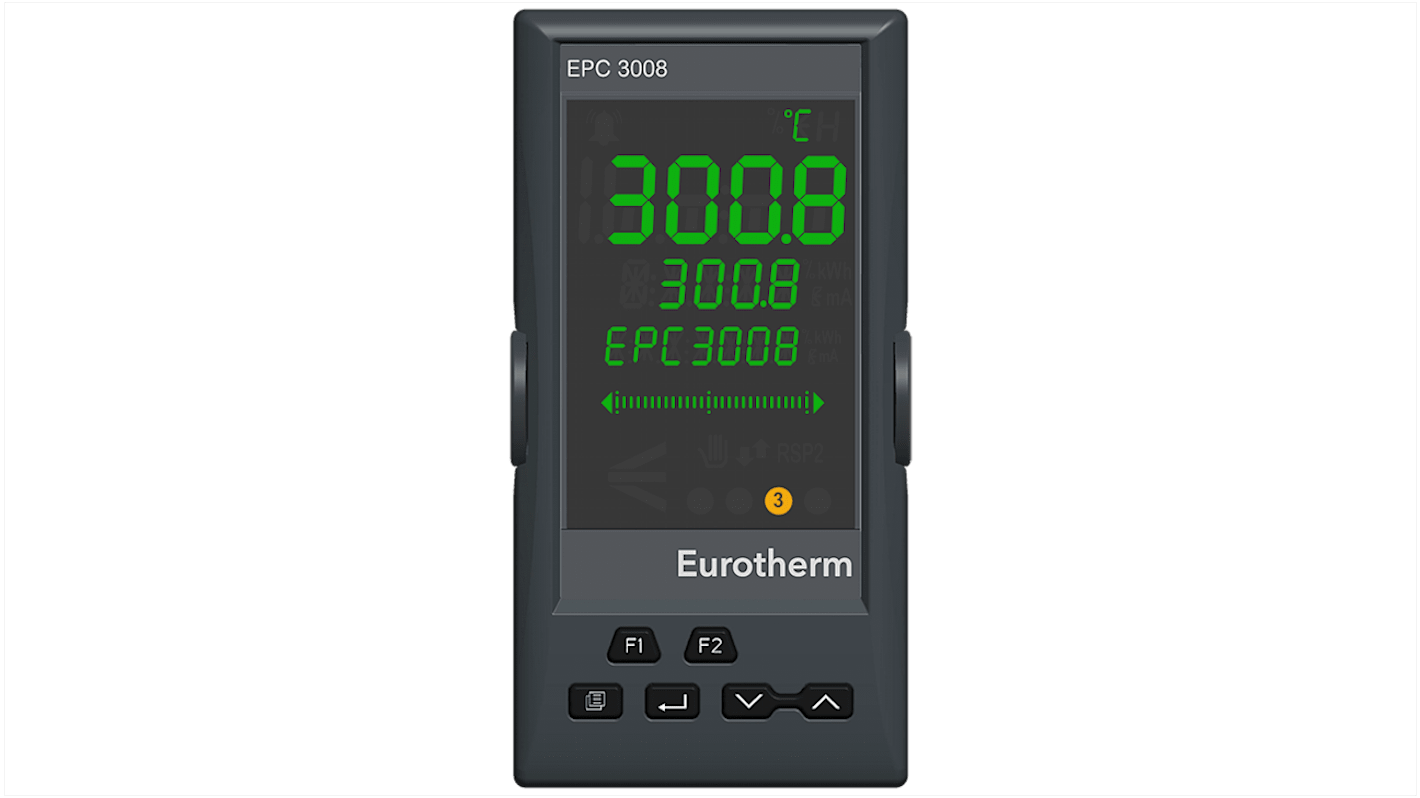 Régulateur PID Eurotherm, EPC3008, 100 → 230 V c.a., 48 x 96mm, 1 relais, 8 E/S numériques