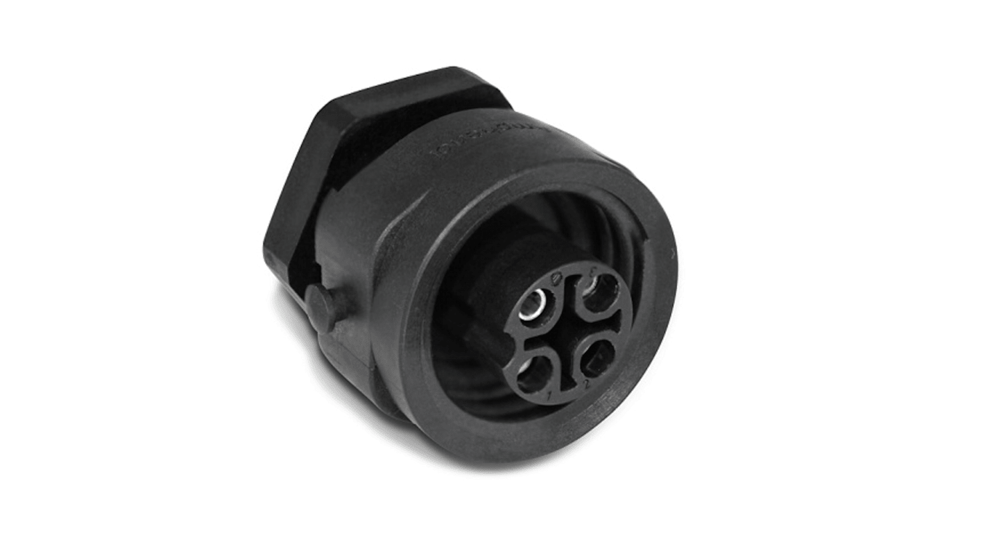 Conector circular Amphenol Industrial hembra serie Ecomate M de 3+PE vías hembra, Montaje en Panel, IP67