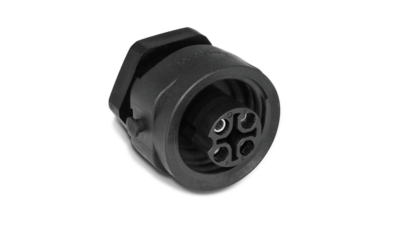 Amphenol Industrial Circular Connector, 3 + PE Contacts, Panel Mount, Socket, Female, IP67, Ecomate M Series