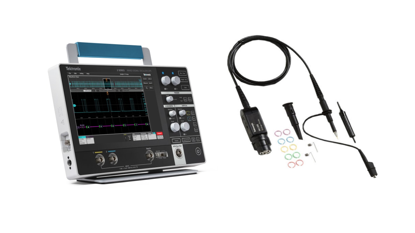 Osciloscopio Banco, Portátil, Ultra compacto Tektronix MSO22, canales:2 A, 16 D, 500MHZ, pantalla de 10.1plg