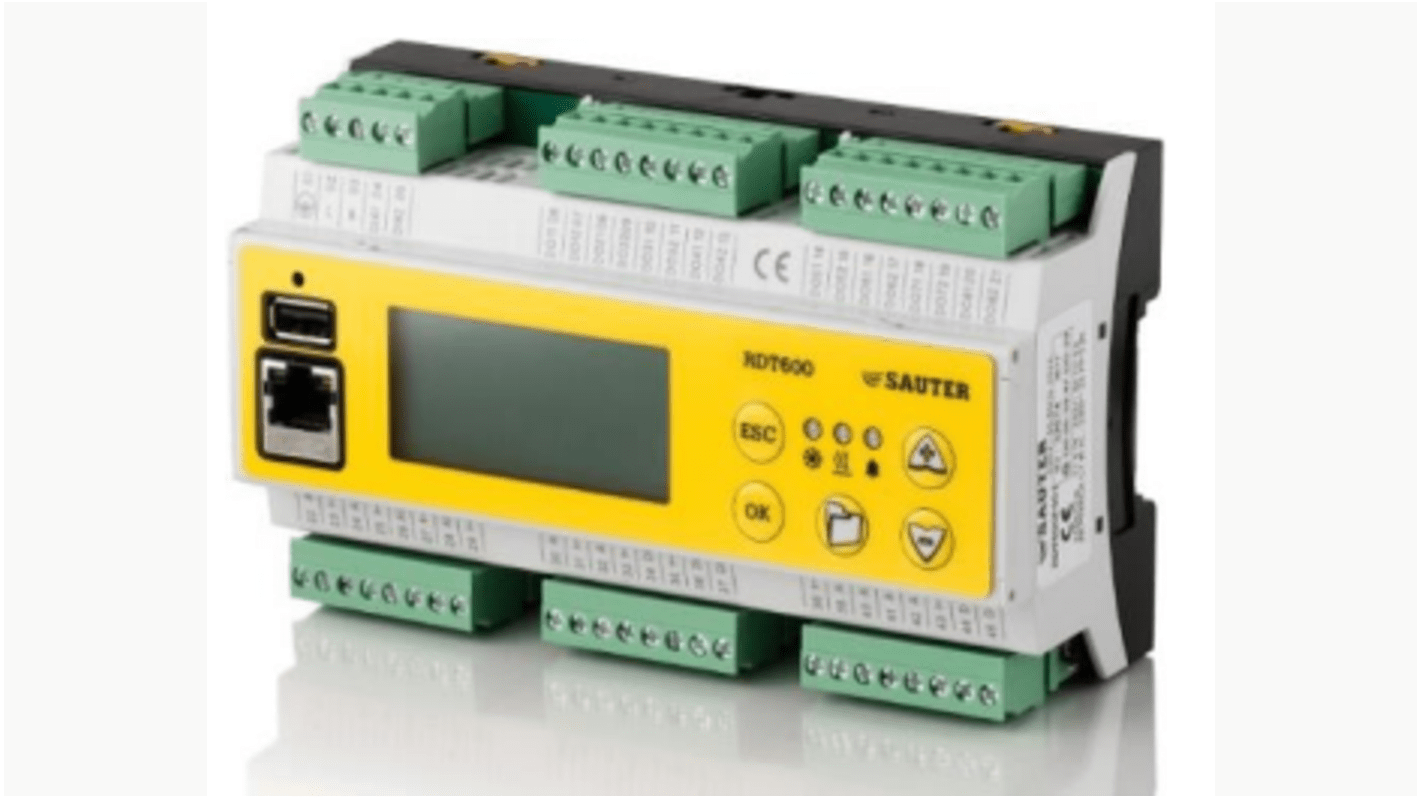 Controlador lógico SAUTER REGULATION RDT600, 6 entradas tipo 4xNI1000 2x0-10 V, 3 x encendido/apagado y 1x 230 V, 12