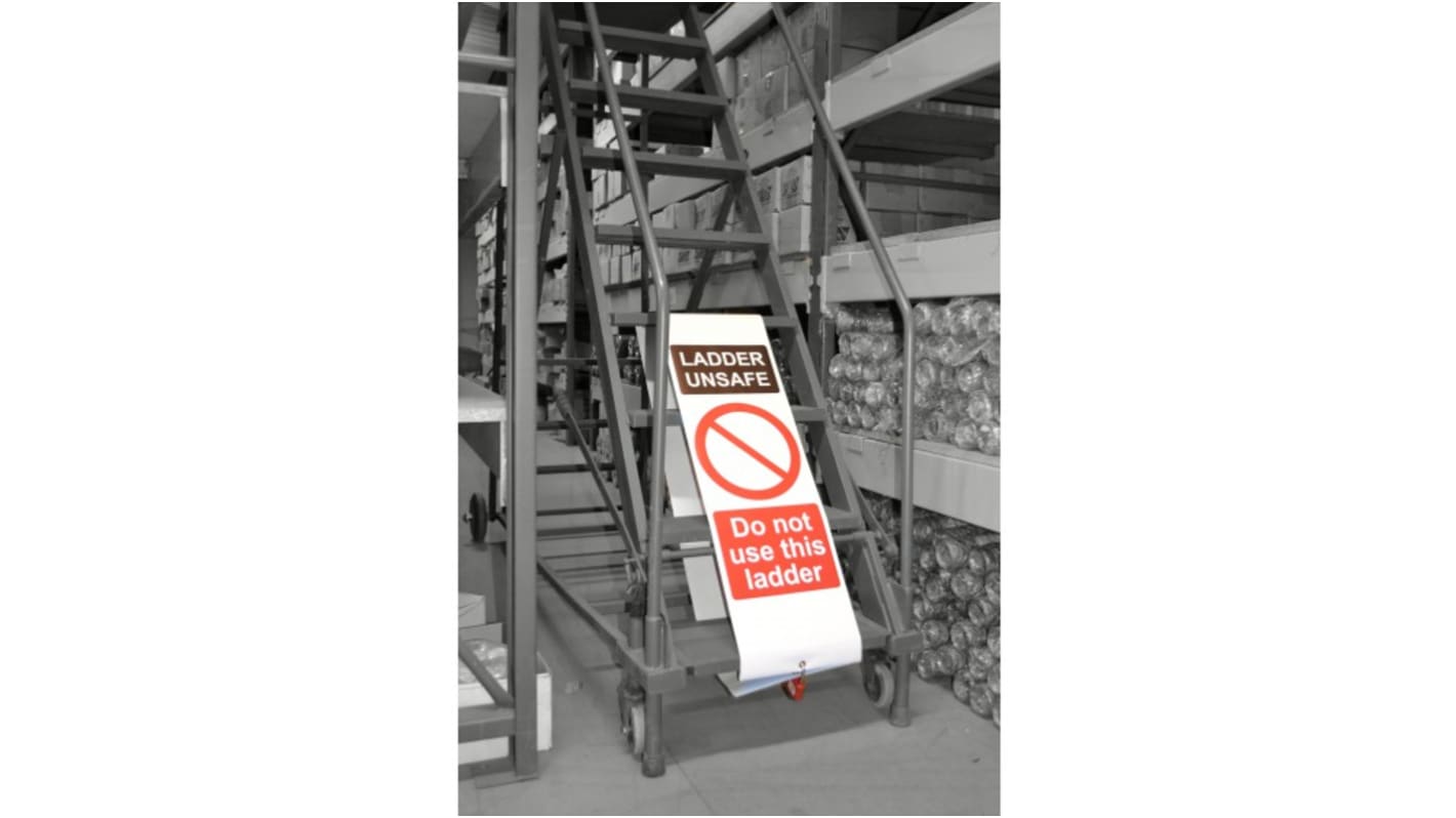 Spectrum Industrial LOK Series Red on White Safety Ladder Tag, English Language, 1 per Pack