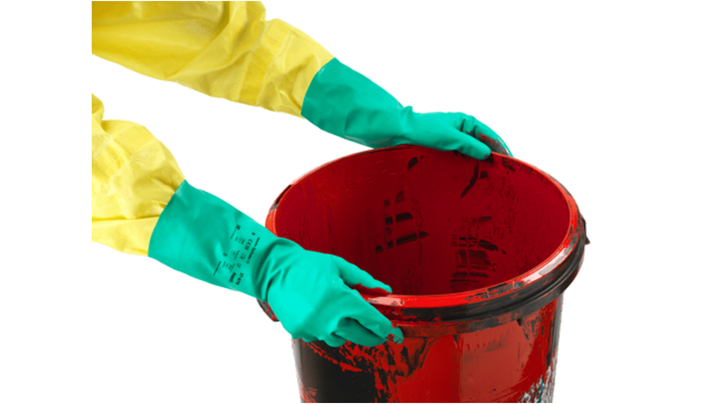 Ansell Green Nitrile Abrasion Resistant, Chemical Resistant Work Gloves, Size 9, Nitrile Coating