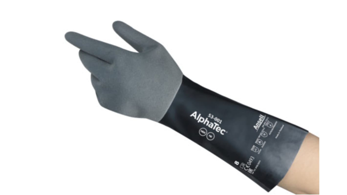Ansell Black Nylon Abrasion Resistant, Chemical Resistant Work Gloves, Size 7, Neoprene Coating