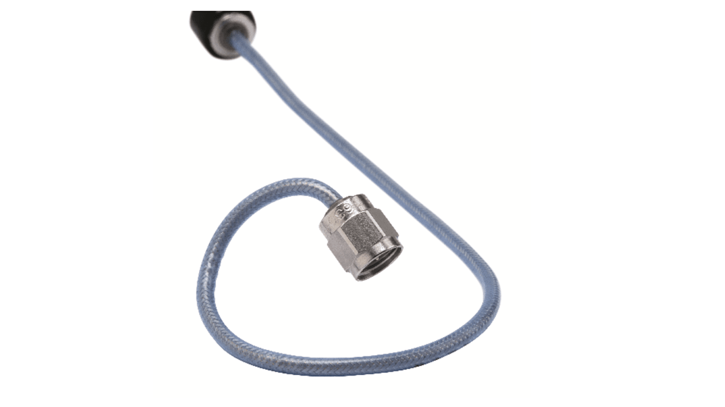 Cable coaxial Huber+Suhner, 50 Ω, con. A: SMA, Macho, con. B: SMA, Macho, long. 10plg, funda de Etileno Propileno