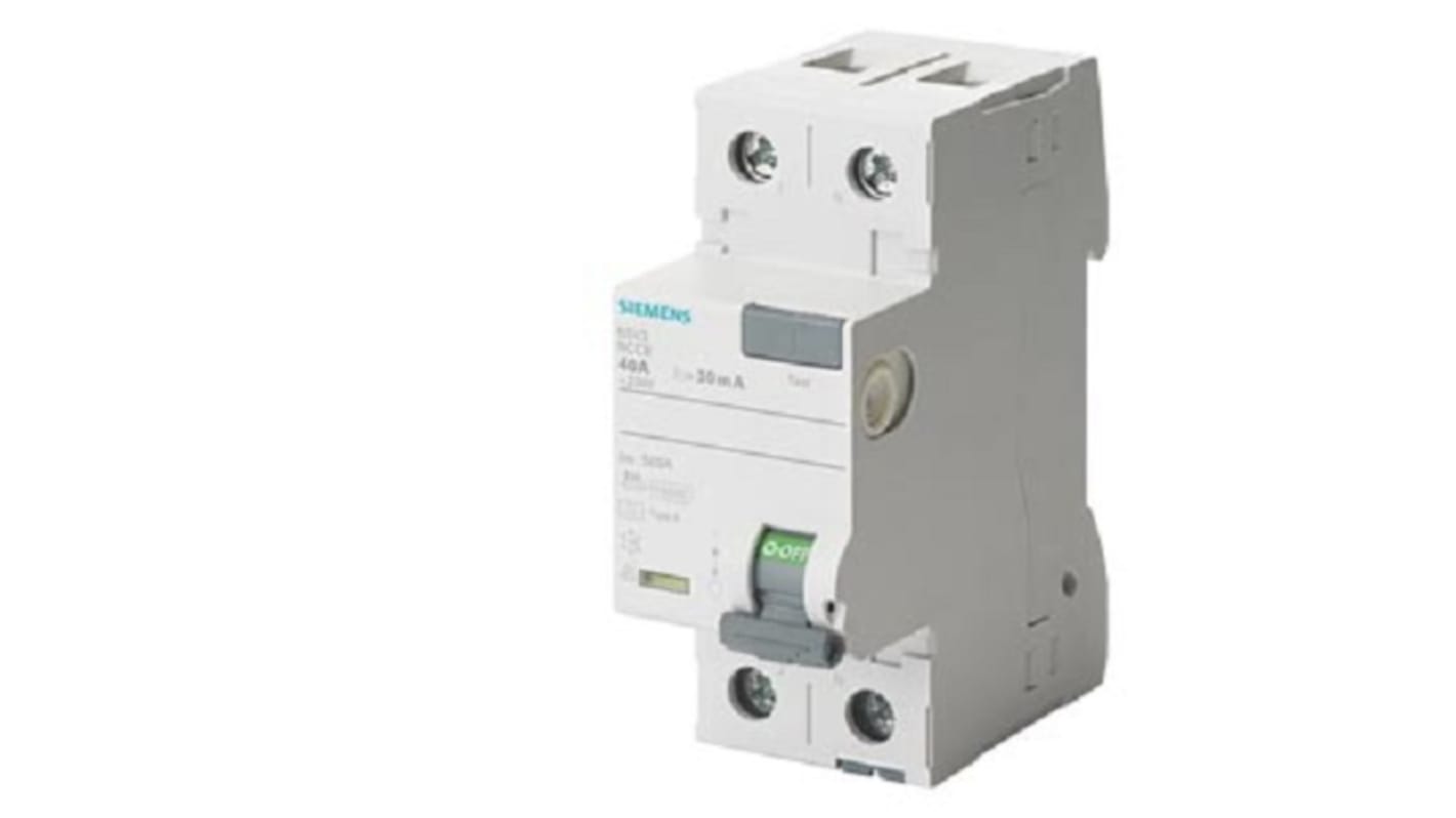 Interrupteur différentiel Siemens SENTRON 5SV3xxx, 2 Pôles, 40A, 300mA, Type A