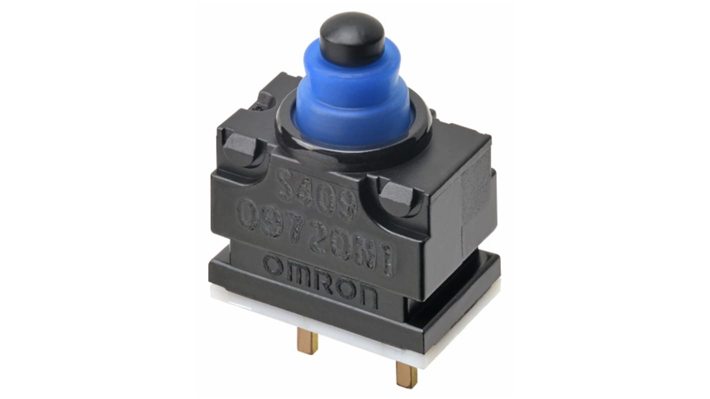 Omron Pin Plunger Subminiature Micro Switch, PCB Straight Terminal, 1 mA, SPST -NC, IP67