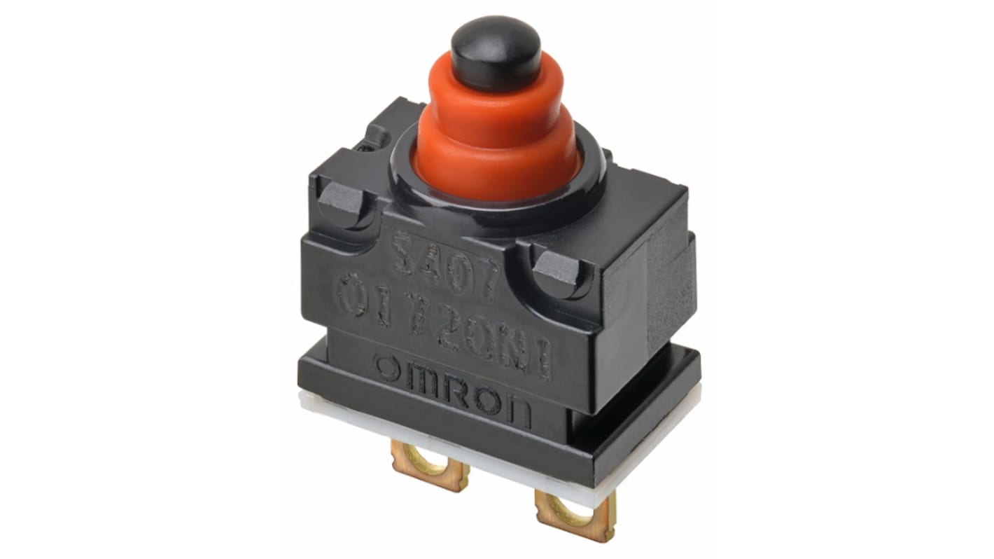 Omron Pin Plunger Subminiature Micro Switch, Solder Terminal, 1 mA, SPST, IP67