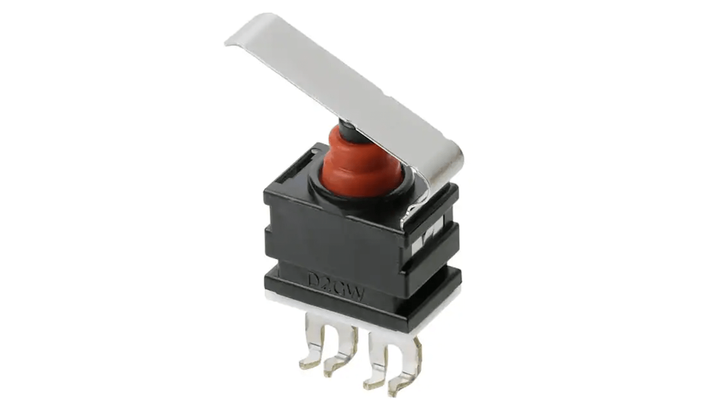 Szubminiatűr mikrokapcsoló SPST, müködtető típusa: Zsanéros kar, 1 mA