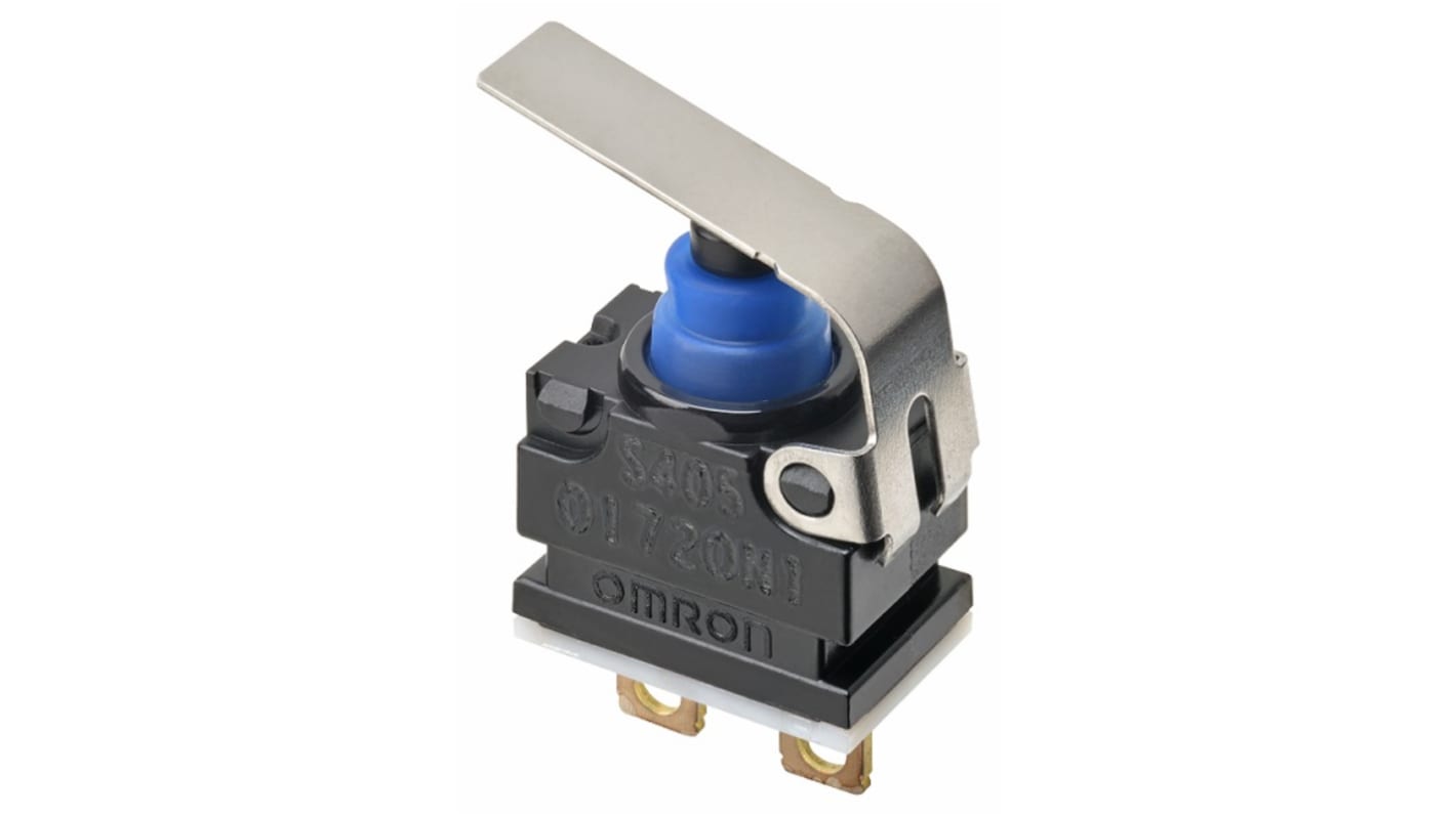 Omron Hinge Lever Subminiature Micro Switch, Solder Terminal, 1 mA, SPST -NO, IP67