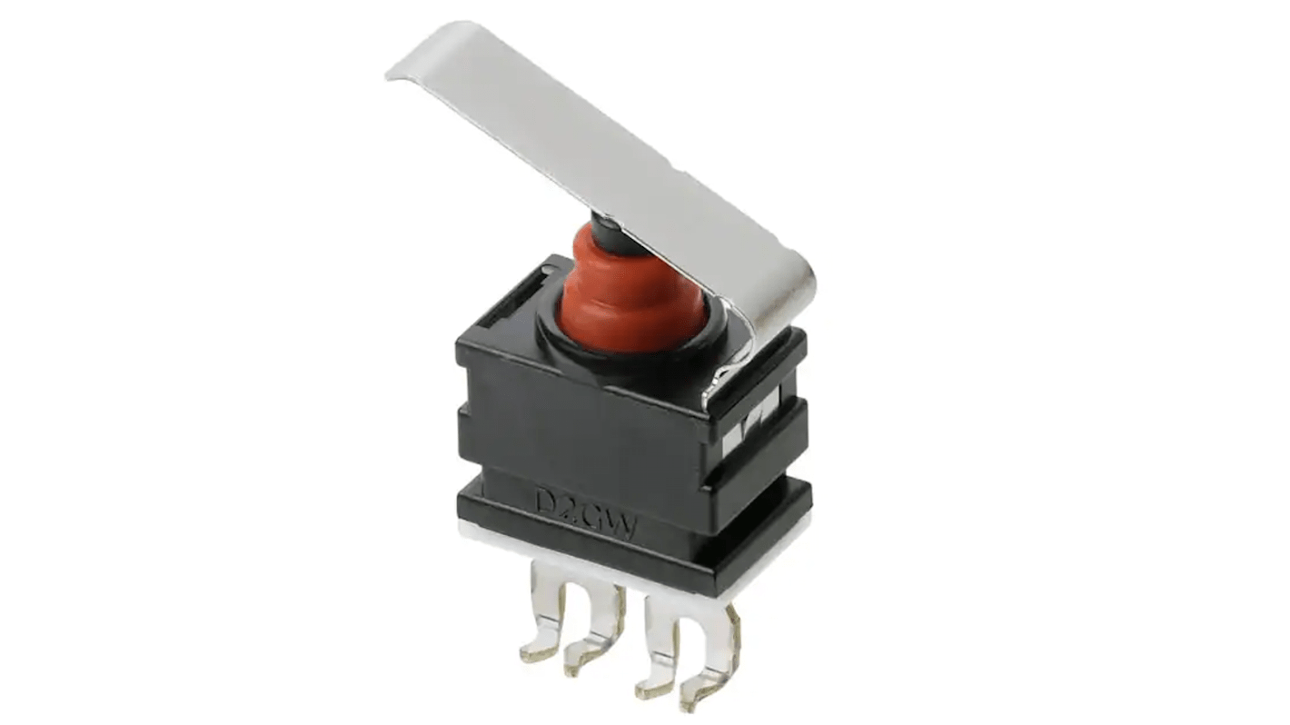 Microinterruptor Coaxial en Subminiatura, Palanca Articulada SPST -NC 1 mA