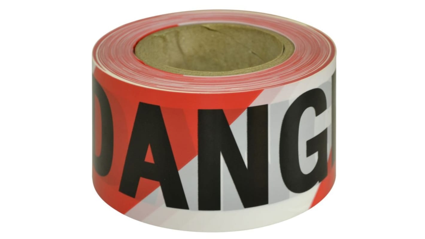 Maxisafe Red, White Polyethylene 100m Barrier Tape