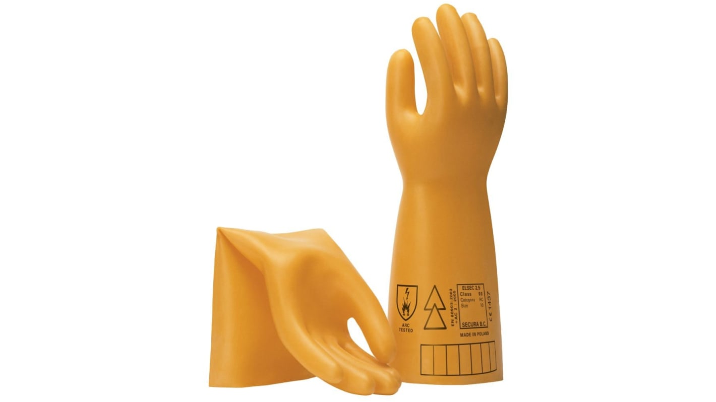 Maxisafe Yellow Natural Rubber Latex Electrical Protection Electricians Gloves, Size 10