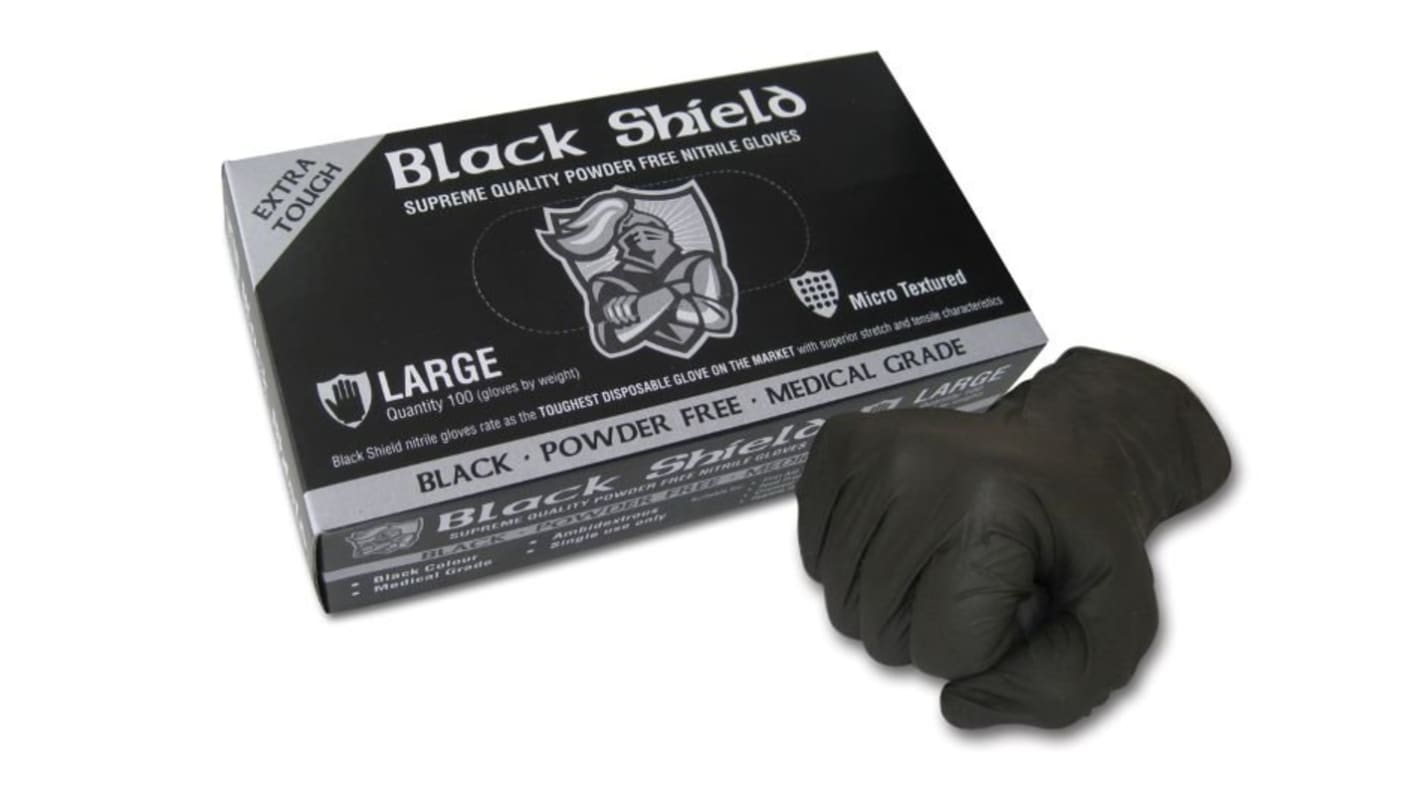 Maxisafe Black Nitrile Rubber Disposable Gloves, Size M