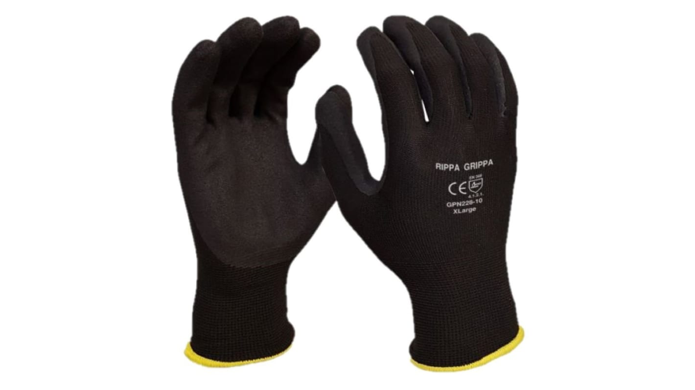 Maxisafe Black Polyethylene General Purpose Work Gloves, Size 9, Nitrile Coating