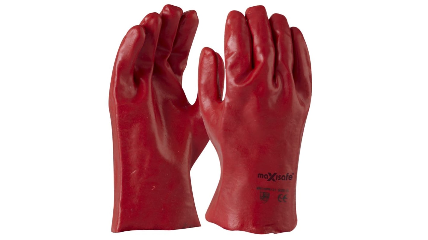 Maxisafe Red PVC Chemical Resistant Work Gloves, PVC Coating