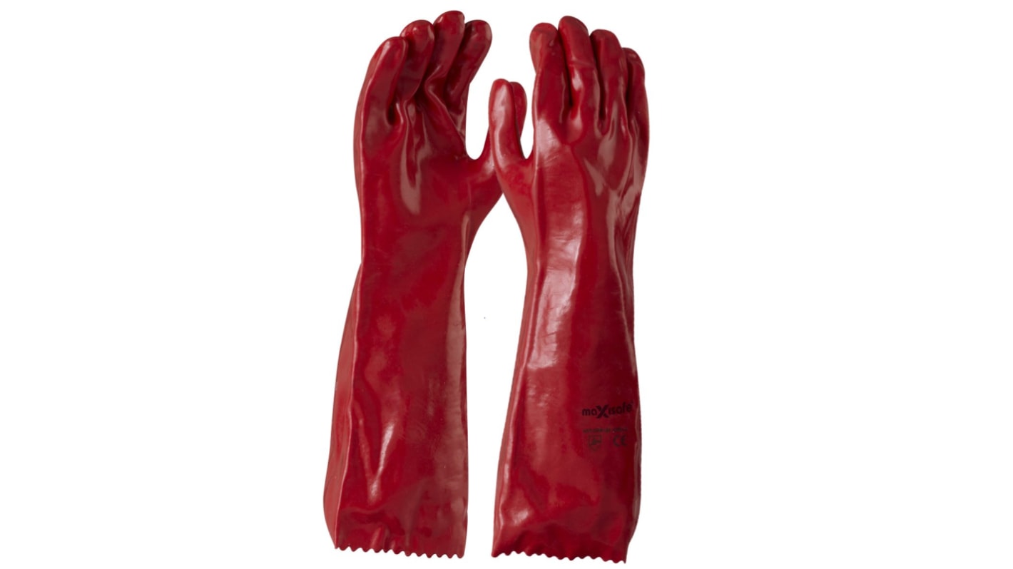 Maxisafe Red PVC Chemical Resistant Work Gloves, PVC Coating