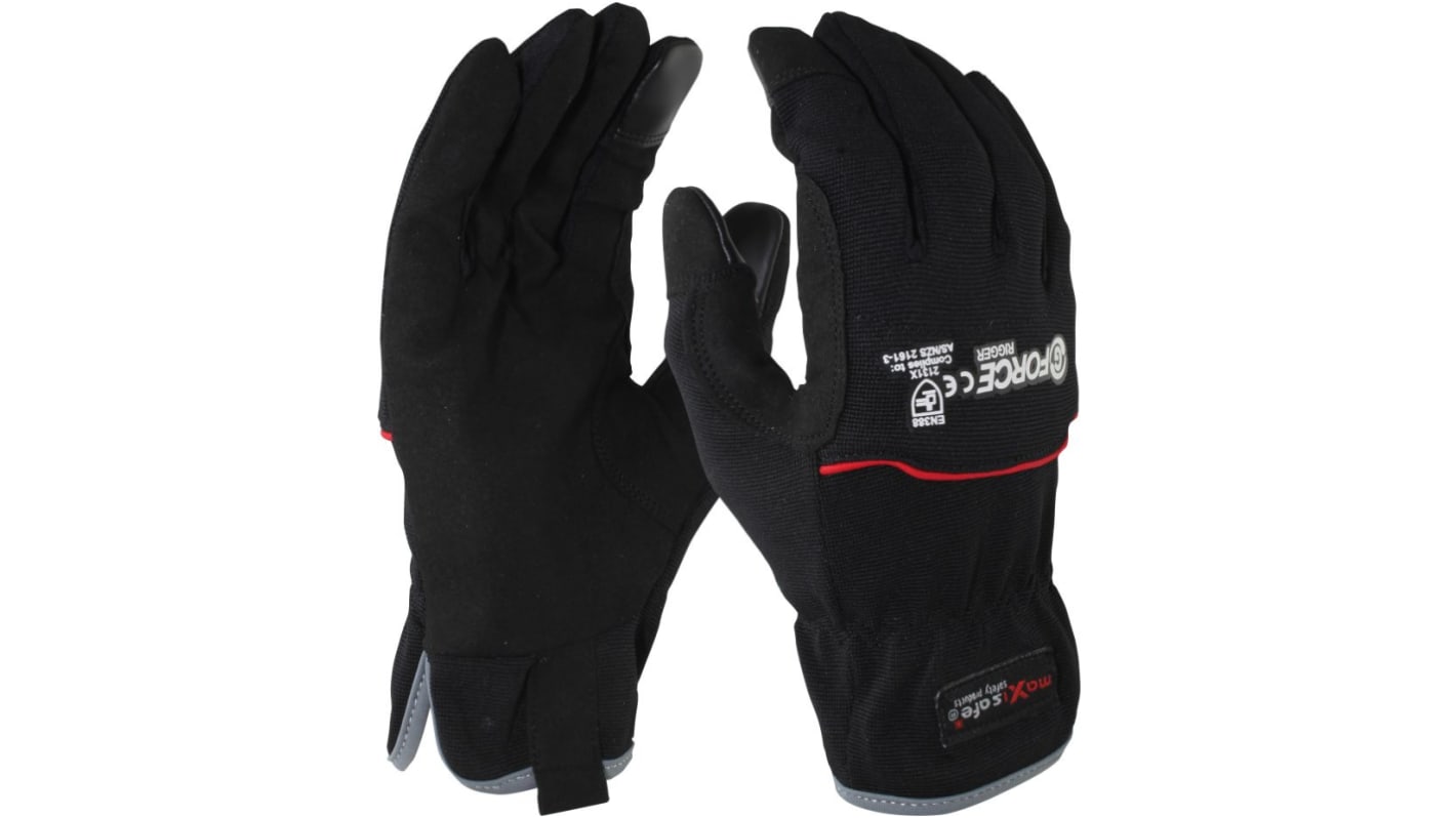 Maxisafe Black General Purpose, Rigger Glove Work Gloves, Size 8