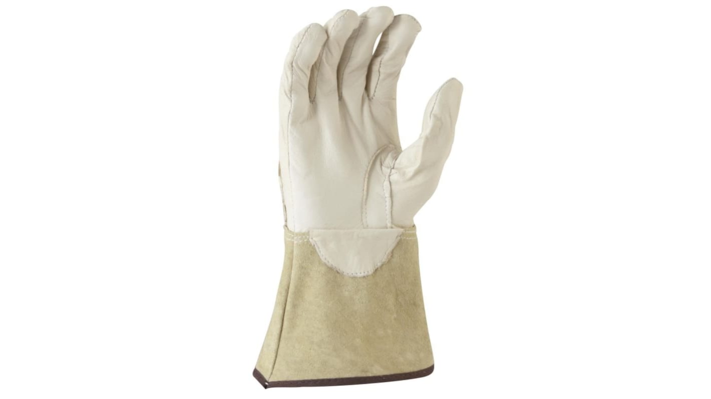 Maxisafe White Leather Welding Gloves, Size 10, Large