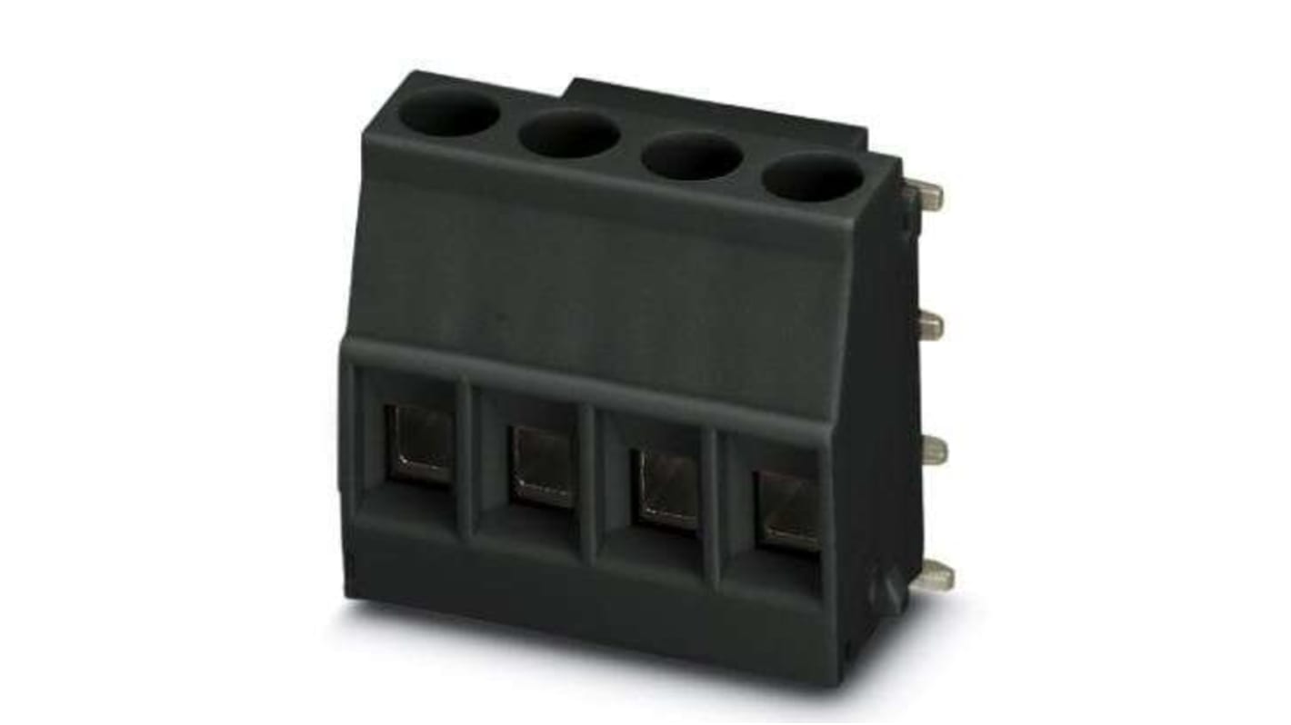 Phoenix Contact 5/ 4-R BK, MKDSO 2 Series PCB Terminal Block, 4-Contact, 5mm Pitch, 1-Row