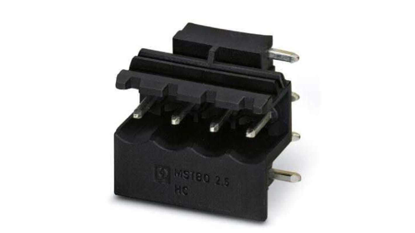 Conector macho para PCB a 90° Phoenix Contact serie 5/ 4-G1R BK, MSTBO 2 de 16 vías, 4 filas, paso 5mm