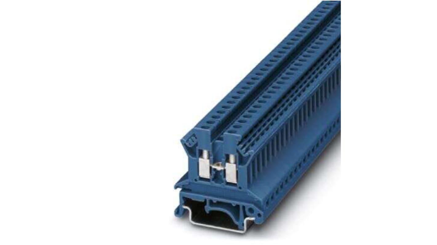 Phoenix Contact 5 N BU, UK 2 Series Blue Feed Through Terminal Block, 2.5mm², 2-Level, Screw Termination
