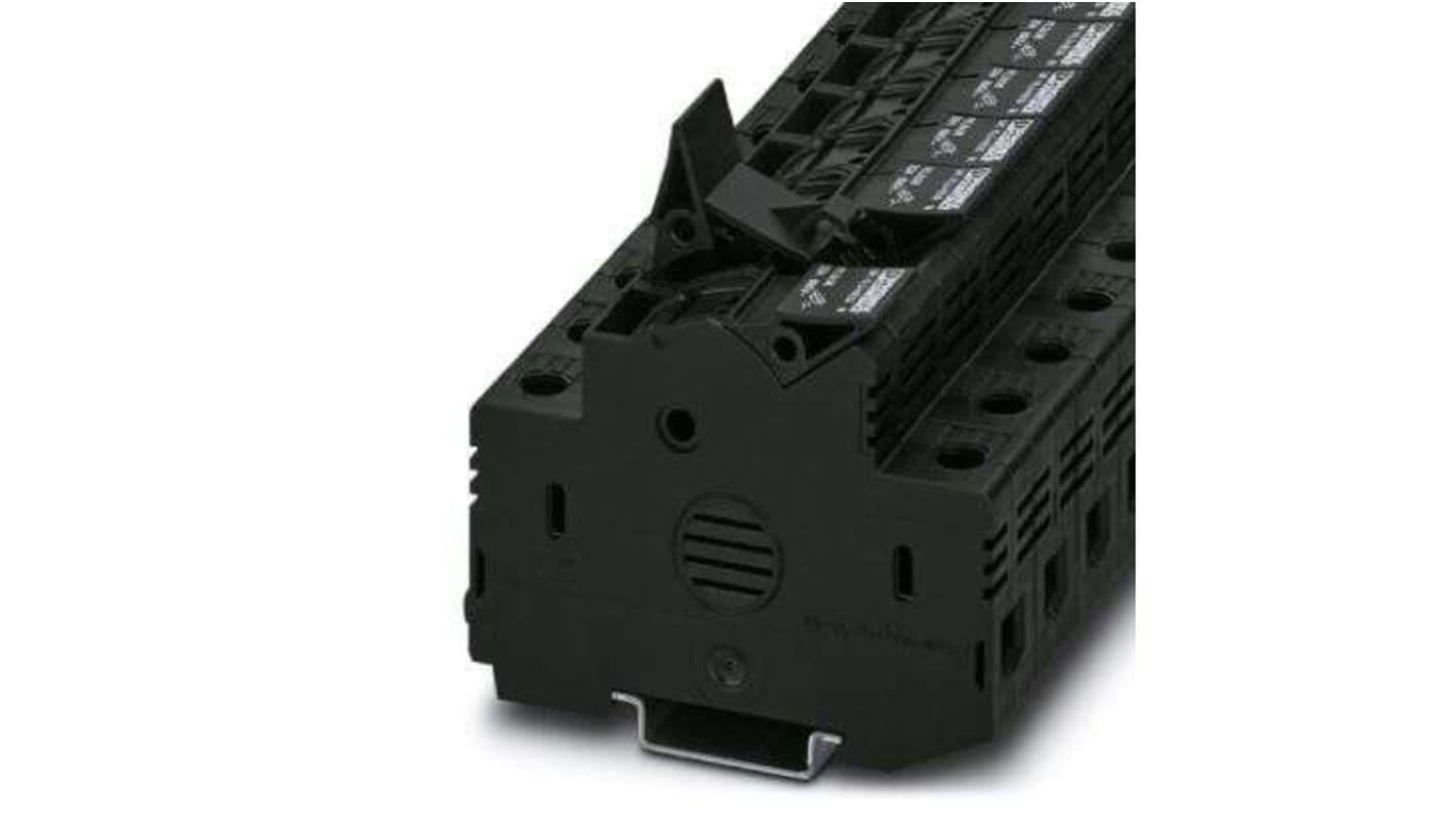 Phoenix Contact 3-HESI N, UK 10 Series Black Fuse Terminal Block, 16mm², 1-Level, Screw Termination