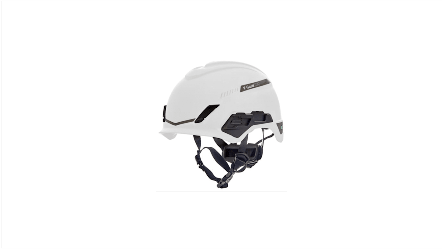 MSA Safety White Safety Helmet with Chin Strap, Ventilated