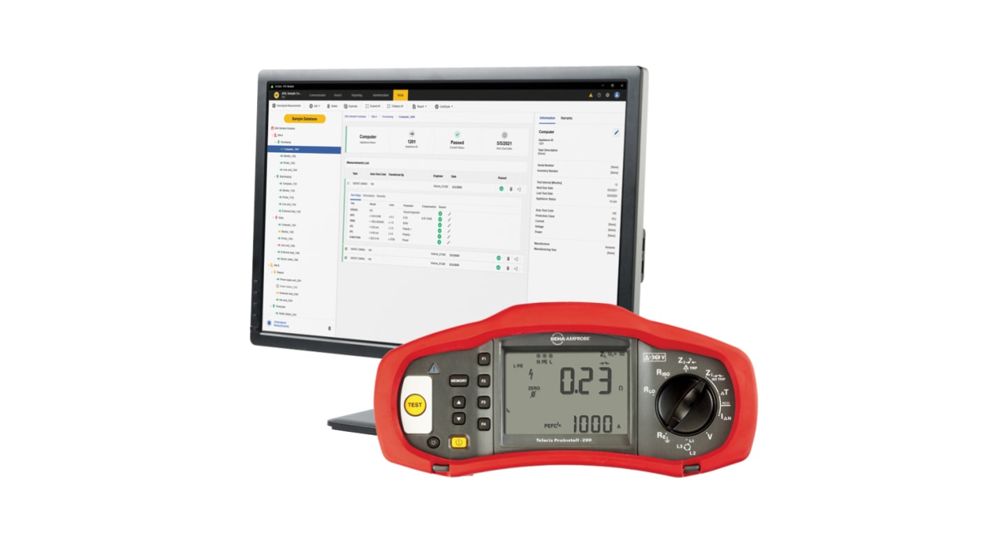 Beha-Amprobe Installationstester Phase-Erde, Phase-Neutral autom.RCD Test Ohne Auslösung 100V RCD Rampentest