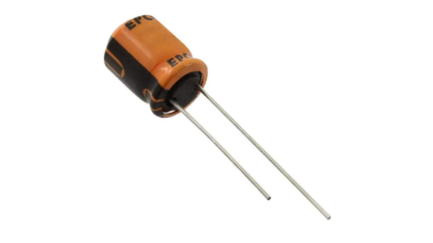 EPCOS B41858, THT Aluminium-Elektrolyt Kondensator 220μF / 35V dc, Ø 10mm x 12.5mm, bis 105°C