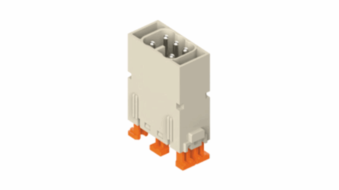 Insert modulaire avec bornier à ressort ILME série MIXO, 5 contacts , 16A, Mâle